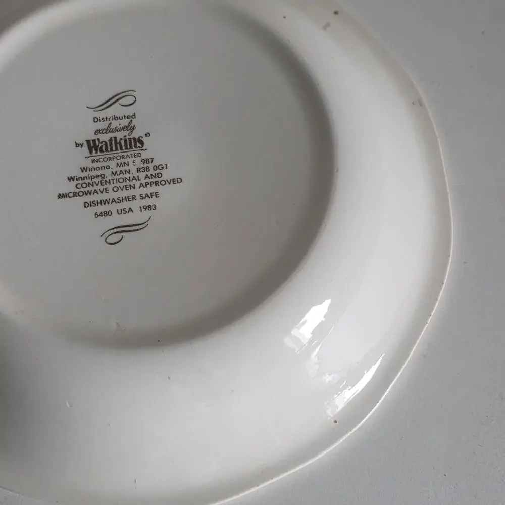 Watkins German Apple Kuchen Recipe Pie Plate 1983 Ceramic 11 Inch Vintage